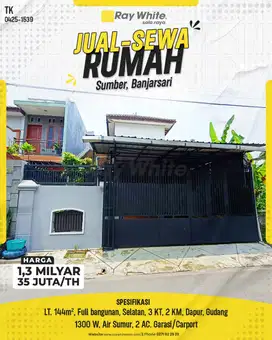 Disewakan dan Dijual Rumah Siap Pakai di Sumber Banjarsari