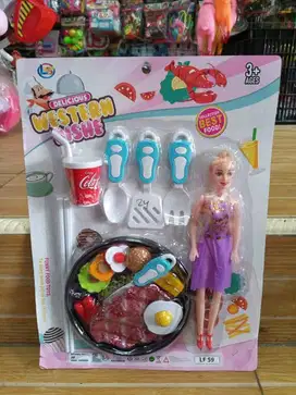 mainan anak barbie westren dishe