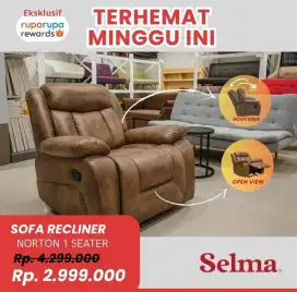 Selma Norton Sofa Recliner Rocking Fabric 1 Seater - Cokelat