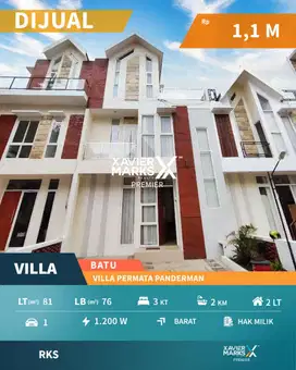 Dijual Rumah Villa Bagus di Villa Permata Panderman Batu
