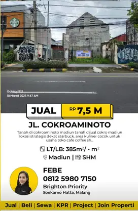 Tanah Langka samping Starbuck  Cokro Madiun