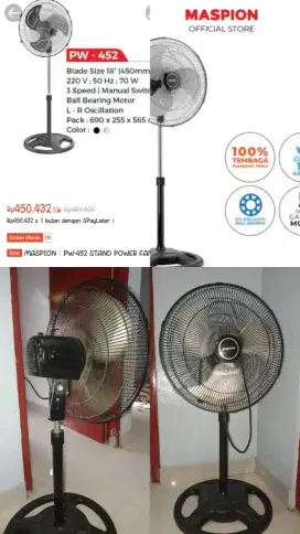 Kipas Turbo Maspion Stand Power Fan 18 inch Second