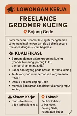 Lowongan Freelance Groomer