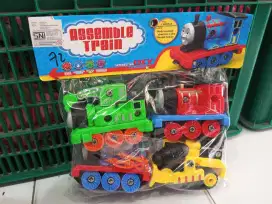 Mainan anak assembled train kereta obeng