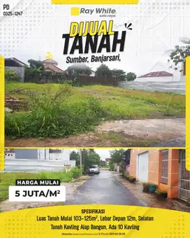 Dijual tanah Kavling Ready 10Unit di Sumber Banjarsari