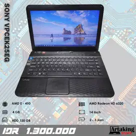 Sony VPCEK25EG - AMD E-450 - Ram 4 GB - Normal Siap Pakai