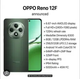 Oppo reno f12 5G 12GB 258GB