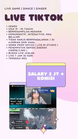LOWONGAN HOST LIVE STREAMING GAME