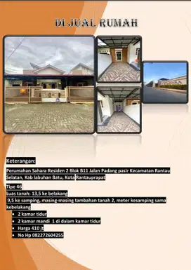 DIJUAL RUMAH di labuhan batu