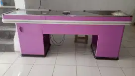 Meja kasir panjang full plat