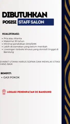 Dibutuhkan Segera Staff Salon