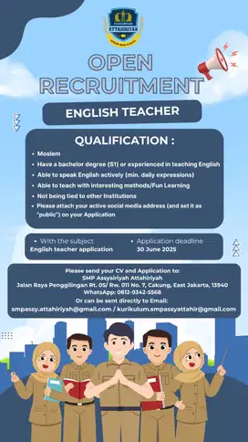 Lowongan Guru Bahasa Inggris SMP