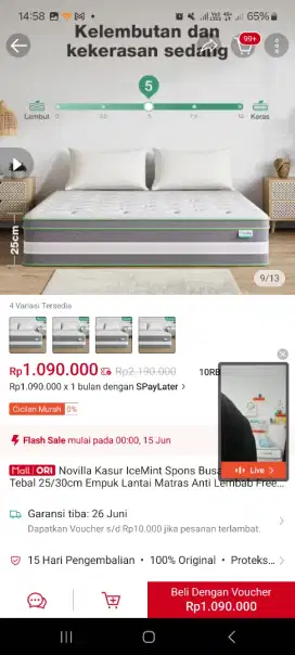 Jual Springbed 180x200 25 cm Novilla Bekas