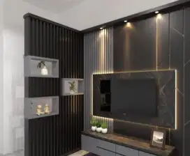 interior desain kitchen set kamar set wardrobe lemari backdrop tv