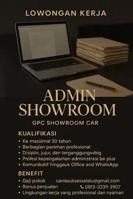 Lowongan Kerja Admin Showroom