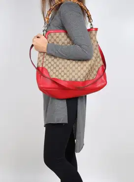 Gucci Diana GG Canvas Red Leather Bag
