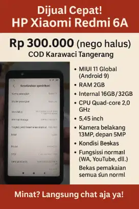 REDMI 6A RAM 2/16