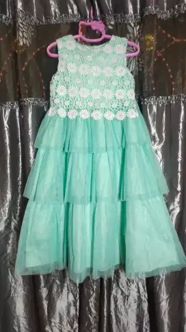 SALE!! BAJU DRESS ANAK ESTRELLA GAUN PESTA (HIJAU TOSCA) PRELOVED
