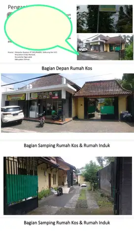 Rumah dan kost dengan tempat usaha samping persis kampus UII
