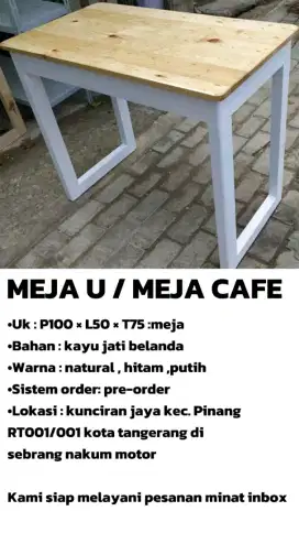 Meja U kayu jati belanda