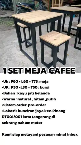 Set meja caffe kayu jati belanda