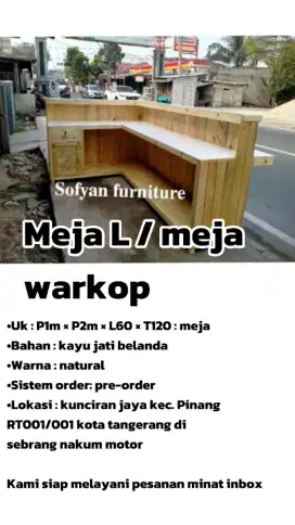 Meja L untuk warkop