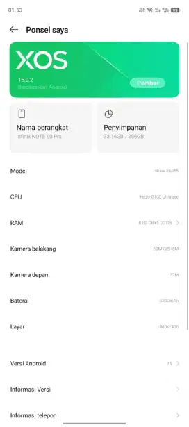 Infinix note 50 pro mulus 99% bisa tt/bt masuk aja