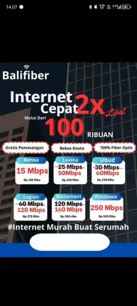 Wifi balifiber internet kecepatan stabil