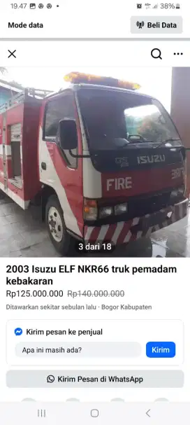 Truk pemadam kebakaran Isuzu elf 135ps th2003