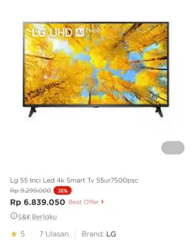 LG LED TV SMART 4K 55UR7500PSC