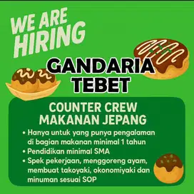 DICARI CREW MASAK, MAKANAN JEPANG