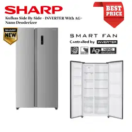 SHARP Kulkas Side By Side INVERTER - SJ50MA AG+ Nano Deodorizer