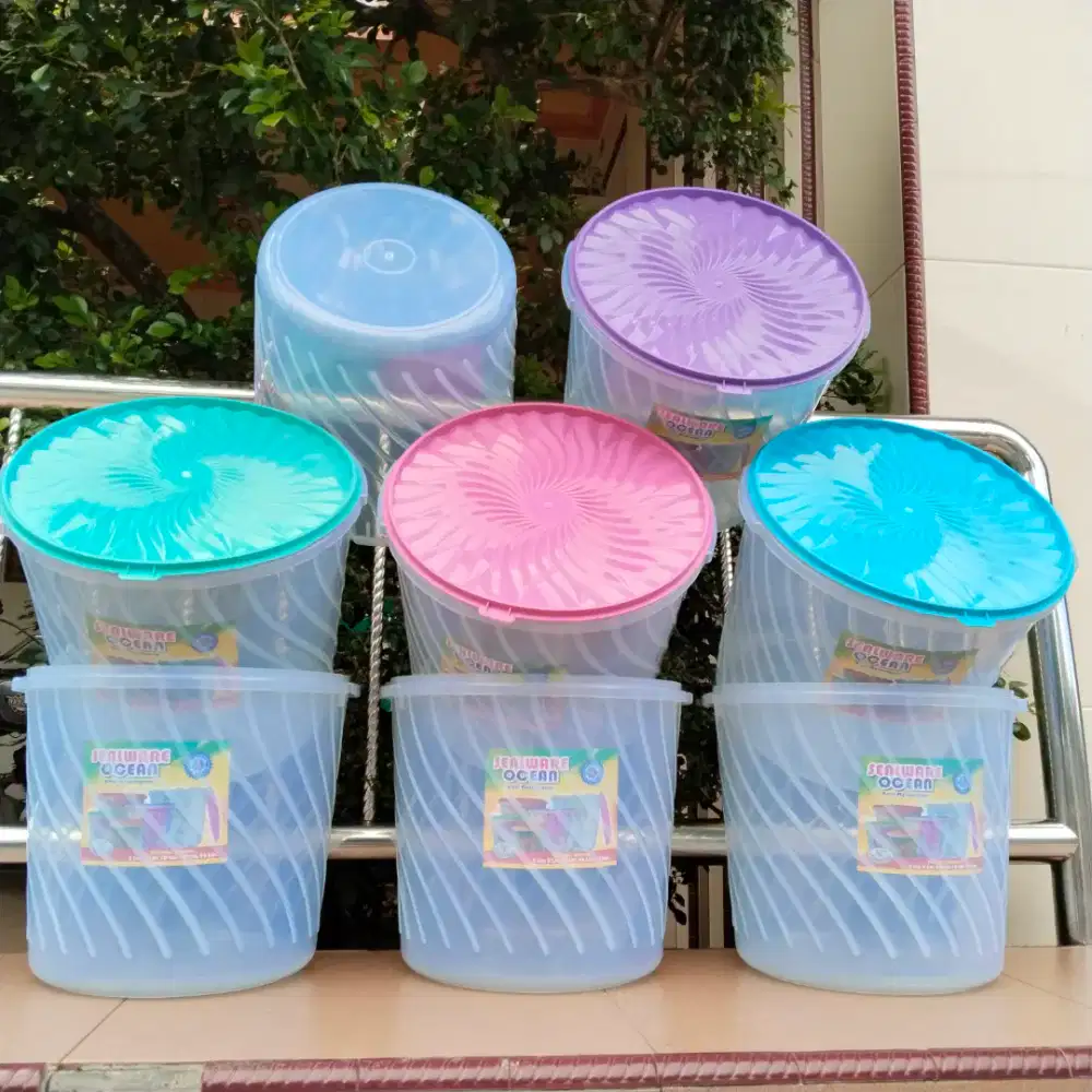 6 Pcs Toples Plastik 16 liter Motif Garis