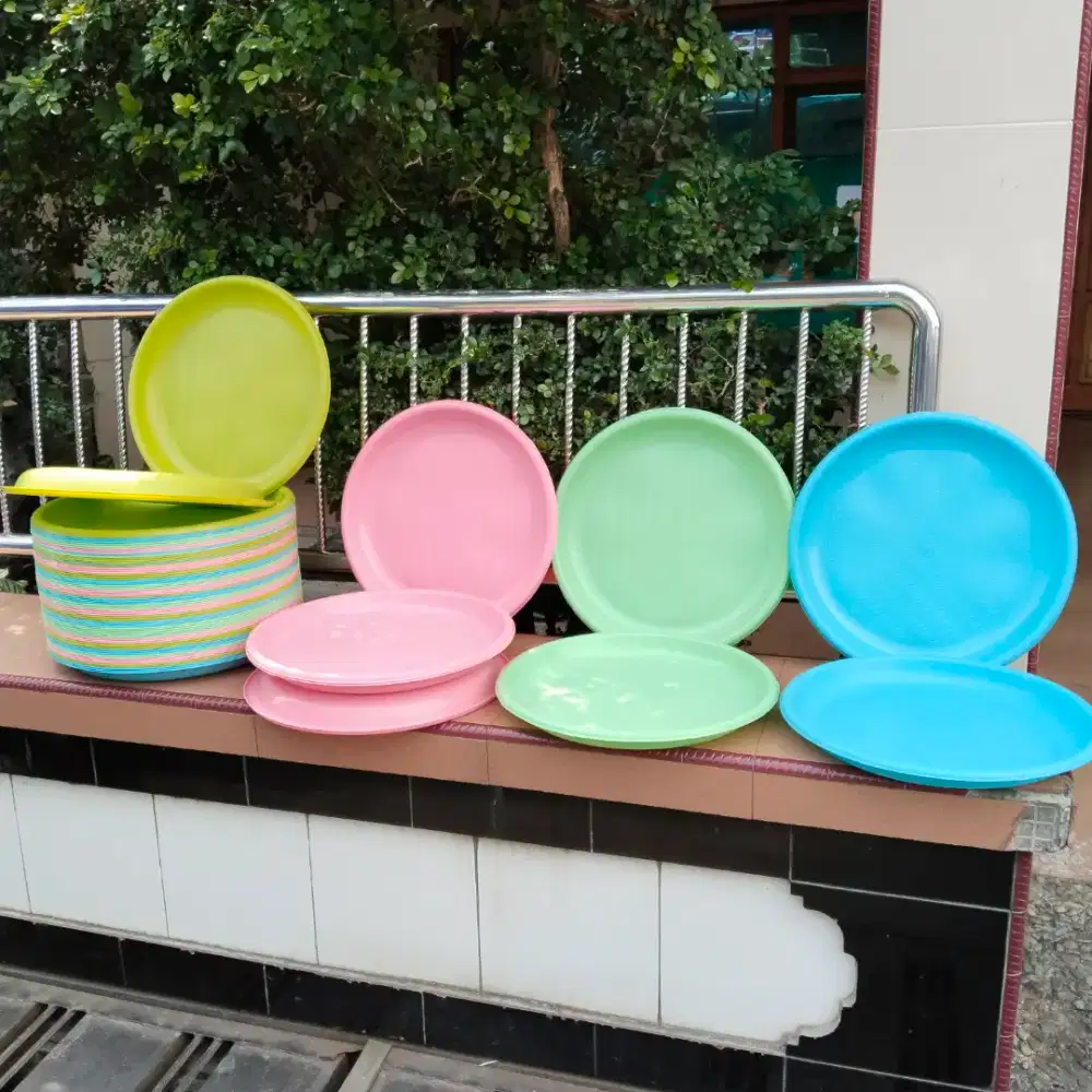12 Pcs Tampah / Nampan / Baki Plastik Bulat 45 Cm Warna Pastel