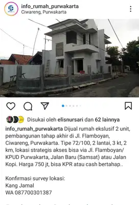Dijual Rumah Ekslusif 2 Lantai di Ciwareng Kota Purwakarta