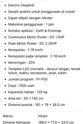 Dijual Treadmill Kinetic Motorized Smart Treadmill Zwift Bluetooth