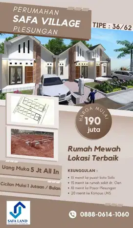 Rumah Mewah DP 5 JT ALL IN Di Plesungan Hanya 10 Unit Dalam Cluster
