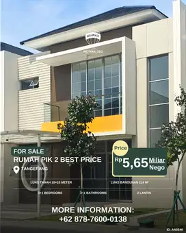 Dijual Rumah Pik 2 uk 150sqm (10x15) Boulevard At Tangerang