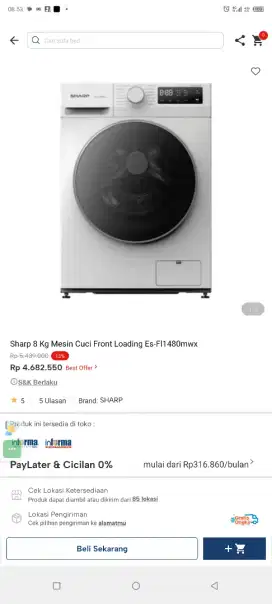 Sharp 8kg font loading es-fi1480mwx