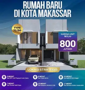 rumah 2 lantai ready unit di perintis dekat RS wahidin makassar