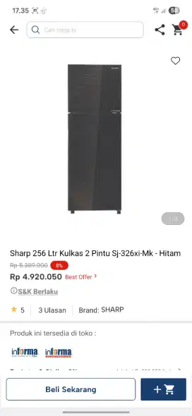 Promo kulkas sharp 2 pintu
