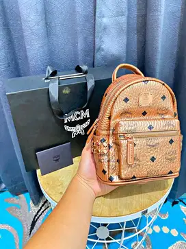 MCM Visetos Mini Backpack Rose Gold Original