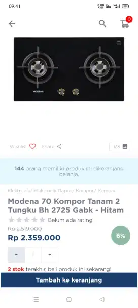 Promo kompor tanam 2 tungku