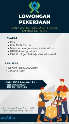 Lowongan Kerja Daily Worker Sorter Shopee