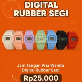 Jam Tangan Pria Wanita Digital Rubber Segi Murah Karet New Design