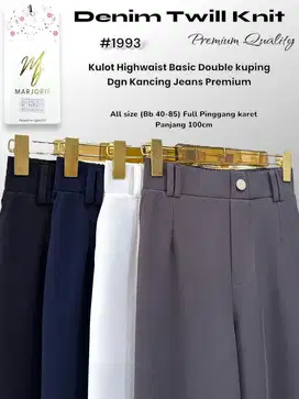 Celana Premium MJ Marjorie Kancing Jeans Denim Twill Knit