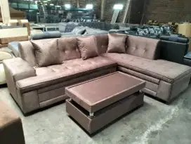 Sofa sudut premium cokelat