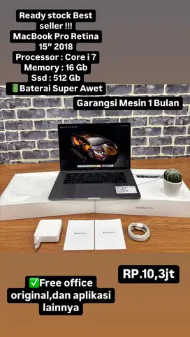 MacBook Pro Retina 15” 2018, Spek Costum , Duel Vgh