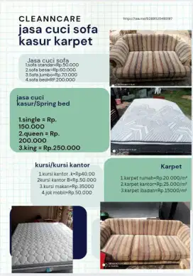 Cuci springbed/kasur sofa jok mobil dan karpet