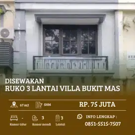 VILLA BUKIT MAS 3 Lantai ‼️ Disewakan Ruko Siap Huni dekat Mayjend